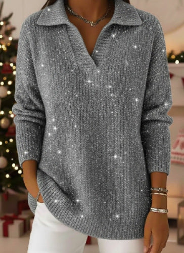 🔥 TOP PRODUKT – ZĽAVA 50 % 🔥【S-5XL】Dámsky pletený sveter s výstrihom do V a motívom hviezdnej oblohy – moderný, elegantný a snový