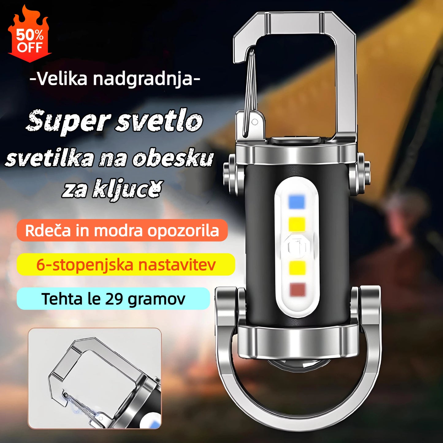 【Kupite1, dobite 1 gratis】🔥Odlična ponudba🔥Super svetla vodoodporna mini svetilka s ključem in svetilnostjo 1200 lm