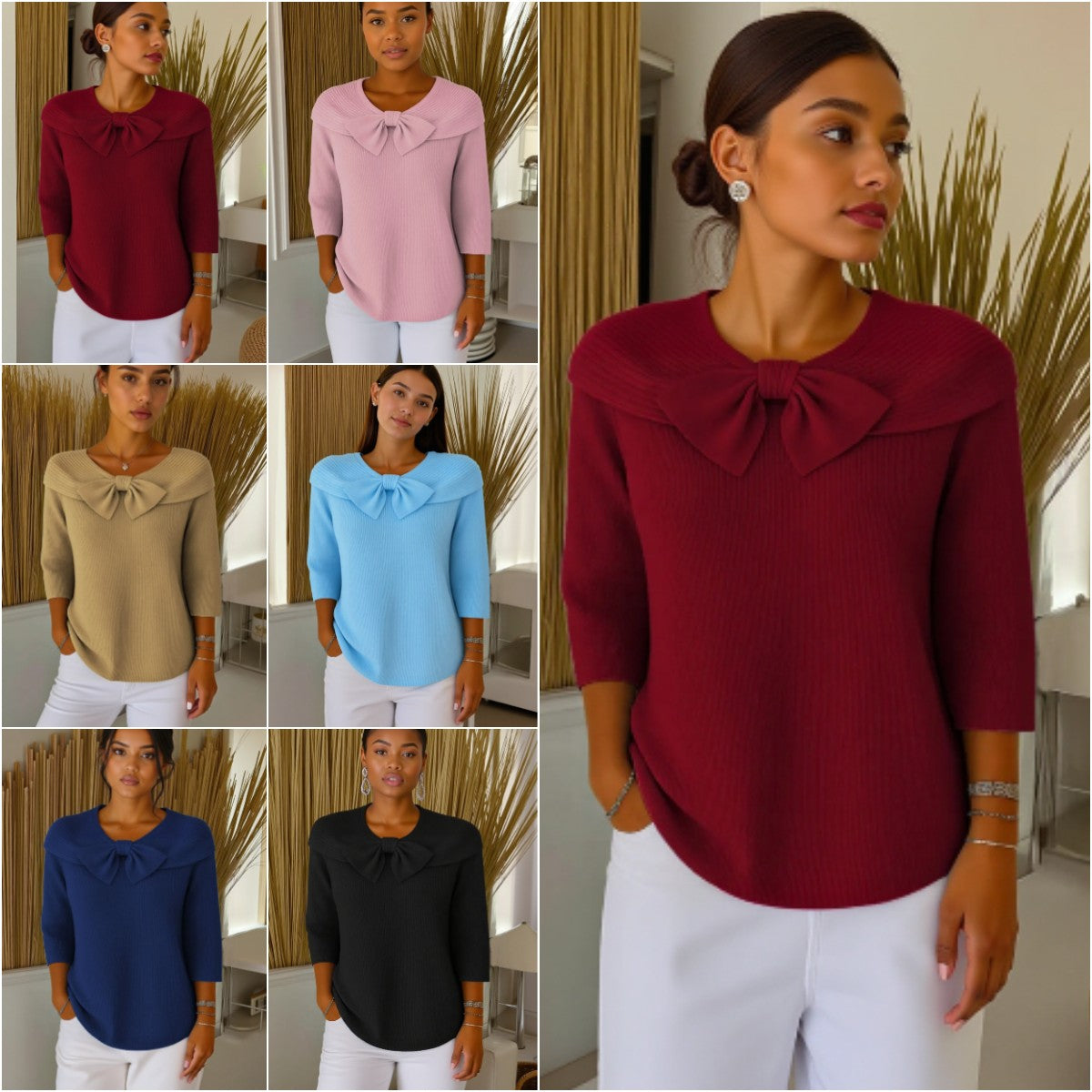 🔥【Zľava 50%】【Veľkosti S-5XL】Nový sveter s dlhým rukávom vo francúzskom štýle, ľahko sa kombinuje