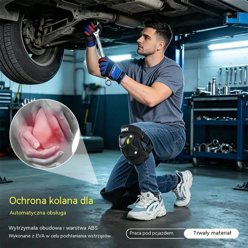 Fluorescencyjne ochraniacze kolan odpowiednie na każdą porę roku, bezpieczne i zapewniające swobodę ruchu.