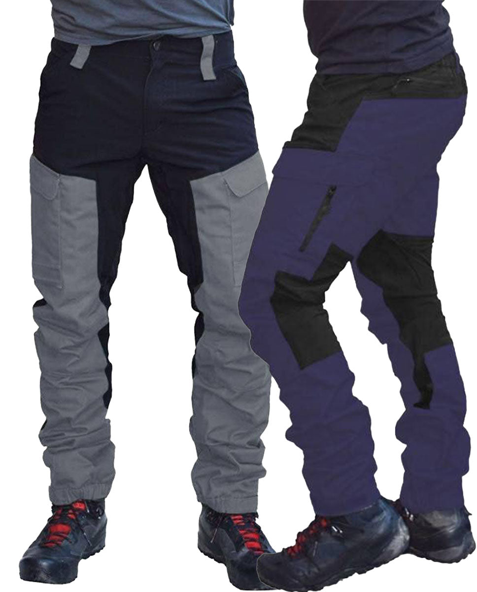 【S-5XL】Moške vodoodporne in vetrovno odporne flisaste hlače za aktivnosti na prostem. Več žepov, barvno blokovni dizajn
