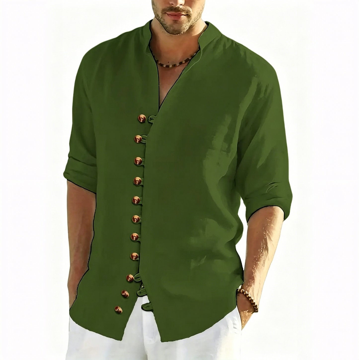 👔50% de descuento🔥 Camisa de verano de manga larga para hombre, confeccionada en lino y algodón ✅️Pago contra entrega
