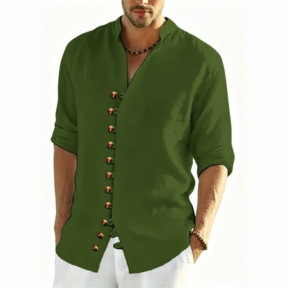 👔50% de descuento🔥 Camisa de verano de manga larga para hombre, confeccionada en lino y algodón ✅️Pago contra entrega