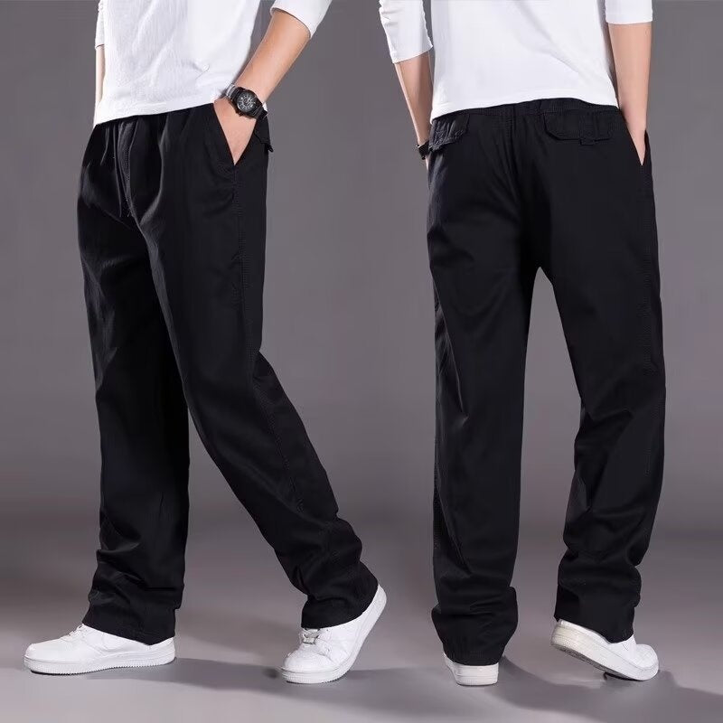 😎👖【Oferta specjalna🔥】【50-130kg】Nowe męskie spodnie bawełniane o luźnym kroju i wygodnym kroju, bardzo duże i szerokie, proste nogawki, luźne i swobodne