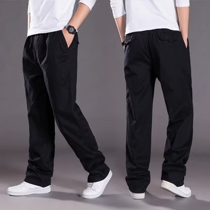 😎👖【Oferta specjalna🔥】【50-130kg】Nowe męskie spodnie bawełniane o luźnym kroju i wygodnym kroju, bardzo duże i szerokie, proste nogawki, luźne i swobodne