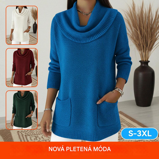 🧶🔥 Jednofarebný dámsky sveter s vreckami, ideálny na jeseň a zimu - predáva sa ako teplé rožky!