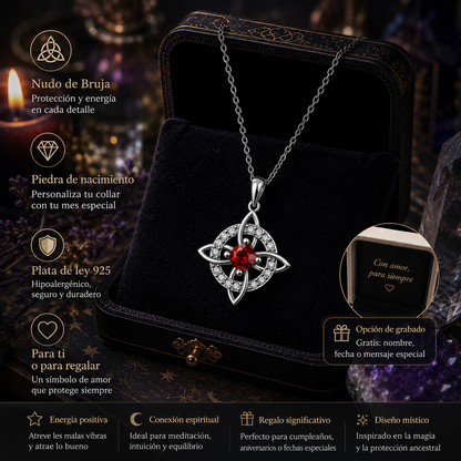 🔮💞Collar místico de nudo de bruja con piedra de nacimiento ✅️Pago contra entrega