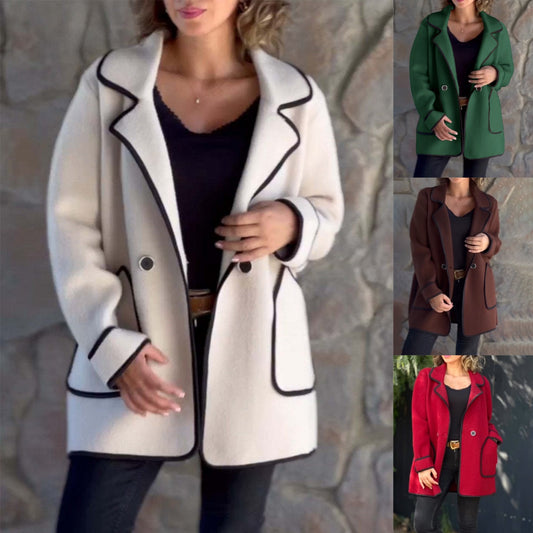 💥【50% sleva】【S-5XL】Nový elegantní oboustranný vlněný kabát s límcem ve tvaru saka