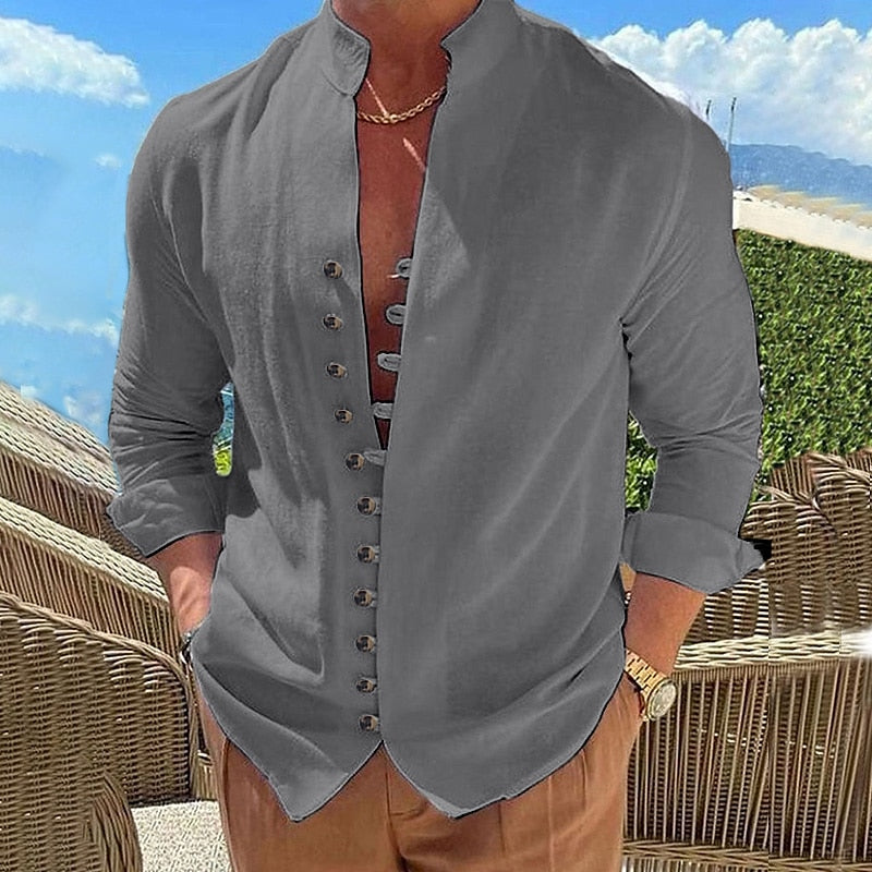 🌈👔【50% sleva 🔥】【S-3XL】😍Nová kolekce 2025, pánská bavlněná lněná košile nadměrných velikostí, košile s volným dlouhým rukávem