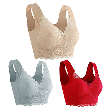 👙💖【Пакет от 3】【M-5XL】Нов дамски удобен и дишащ сутиен, красива и удобна дантела