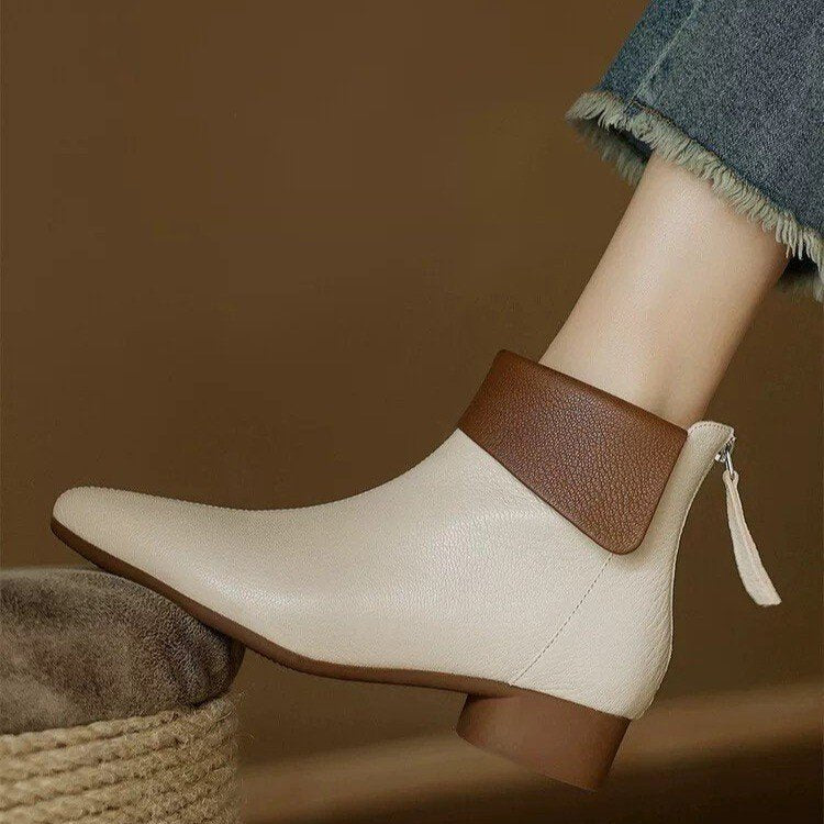 🔥👢【50% zľava】【35-40】Dámske členkové čižmy s mäkkou bavlnenou podrážkou a špicatou špičkou