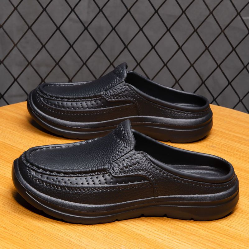 🔥50% отстъпка👞【Размери 39-45】Нови летни удобни и дишащи мъжки чехли, естествена кожа, ръчно изработени, дебела подметка