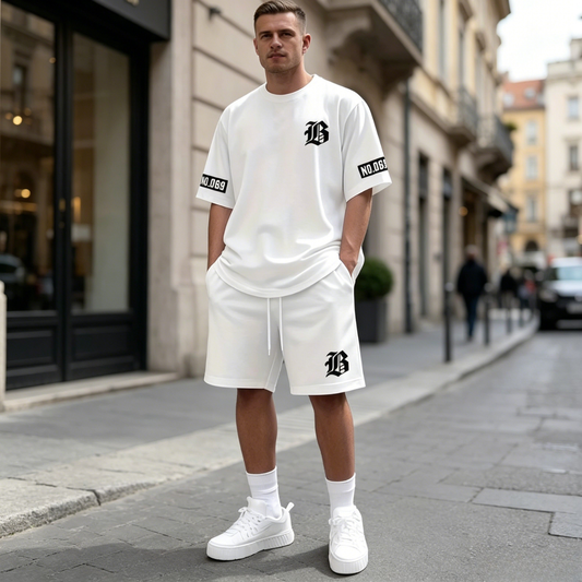 【S-6XL】Este nuevo chándal para hombre consta de camiseta y pantalón corto. Es sencillo, elegante, cómodo y transpirable, ideal para el trabajo, correr y hacer ejercicio.