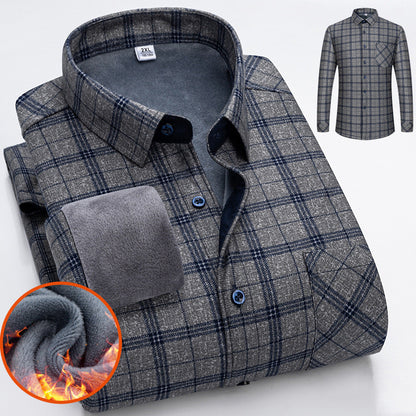 🔥Зимна разпродажба - 50% отстъпка👔Есенно-зимна топла бизнес риза с дълъг ръкав