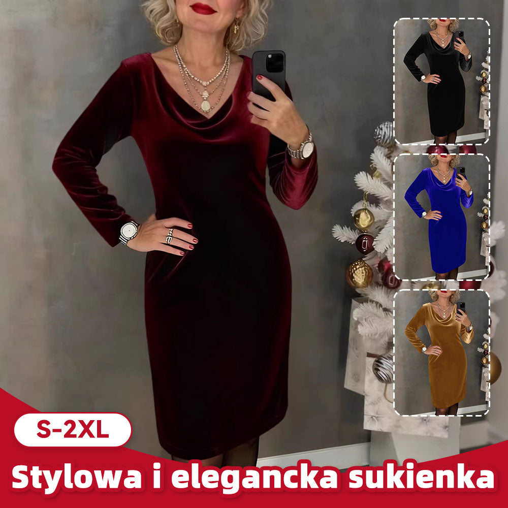 ✨【50% sleva】【S-2XL】 Nové sametové šaty 2026 | Dlouhé rukávy | Elegantní a sofistikované ✨