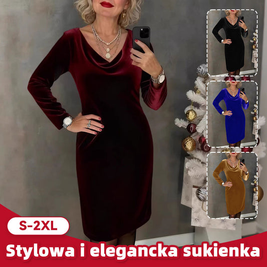 ✨【50% sleva】【S-2XL】 Nové sametové šaty 2026 | Dlouhé rukávy | Elegantní a sofistikované ✨