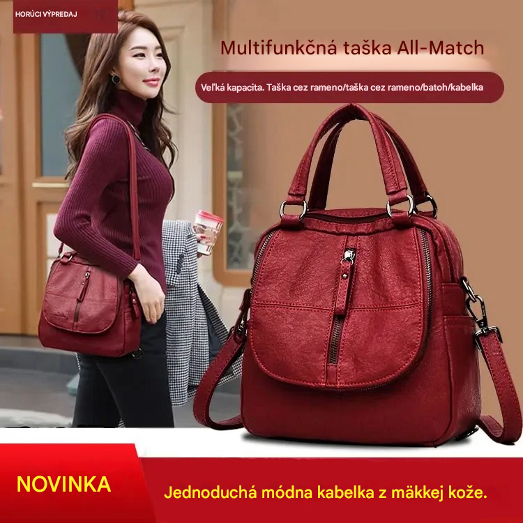💥🎉Jednoduchá, elegantná, štýlová, multifunkčná kabelka z mäkkej kože
