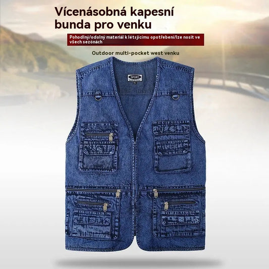 🔥【XL-7XL】Pánská džínová vesta s více kapsami, rok výroby 2025