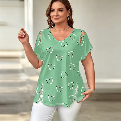 👚【S-5XL】Camiseta de cuello en V a la moda con un recorte en forma de corazón