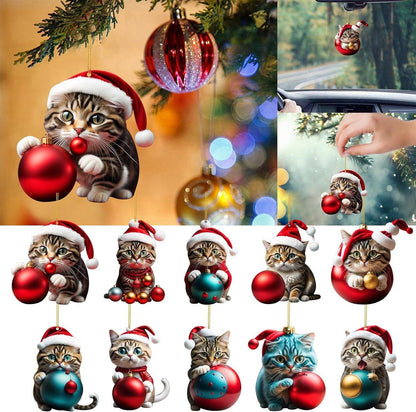 【Promocija - 50 % popust】🎄10 kosov😻 Okraski za božično drevo Katie. Viseči mačji dodatki-avtomobilski dodatki