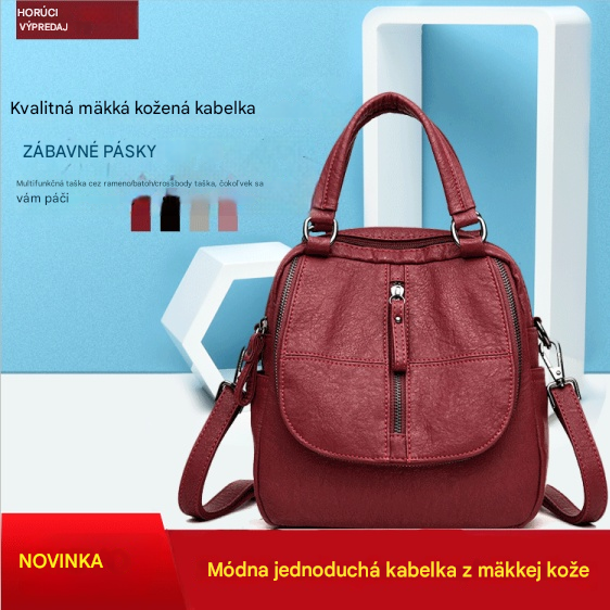 💥🎉Jednoduchá, elegantná, štýlová, multifunkčná kabelka z mäkkej kože
