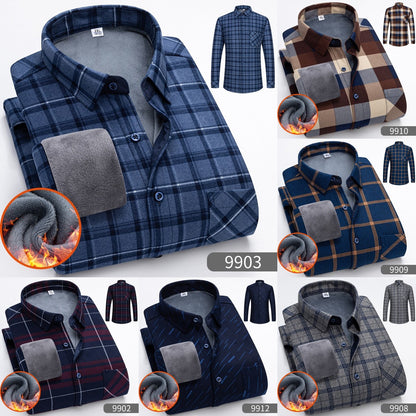 🔥Зимна разпродажба - 50% отстъпка👔Есенно-зимна топла бизнес риза с дълъг ръкав