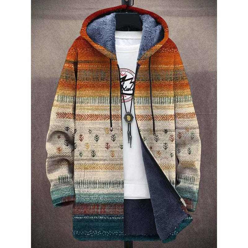 【50 % popust】【S-4XL】Moška topla jesensko-zimska jakna iz debele volne in žameta za večje velikosti. Edinstven dizajn, barvit slog