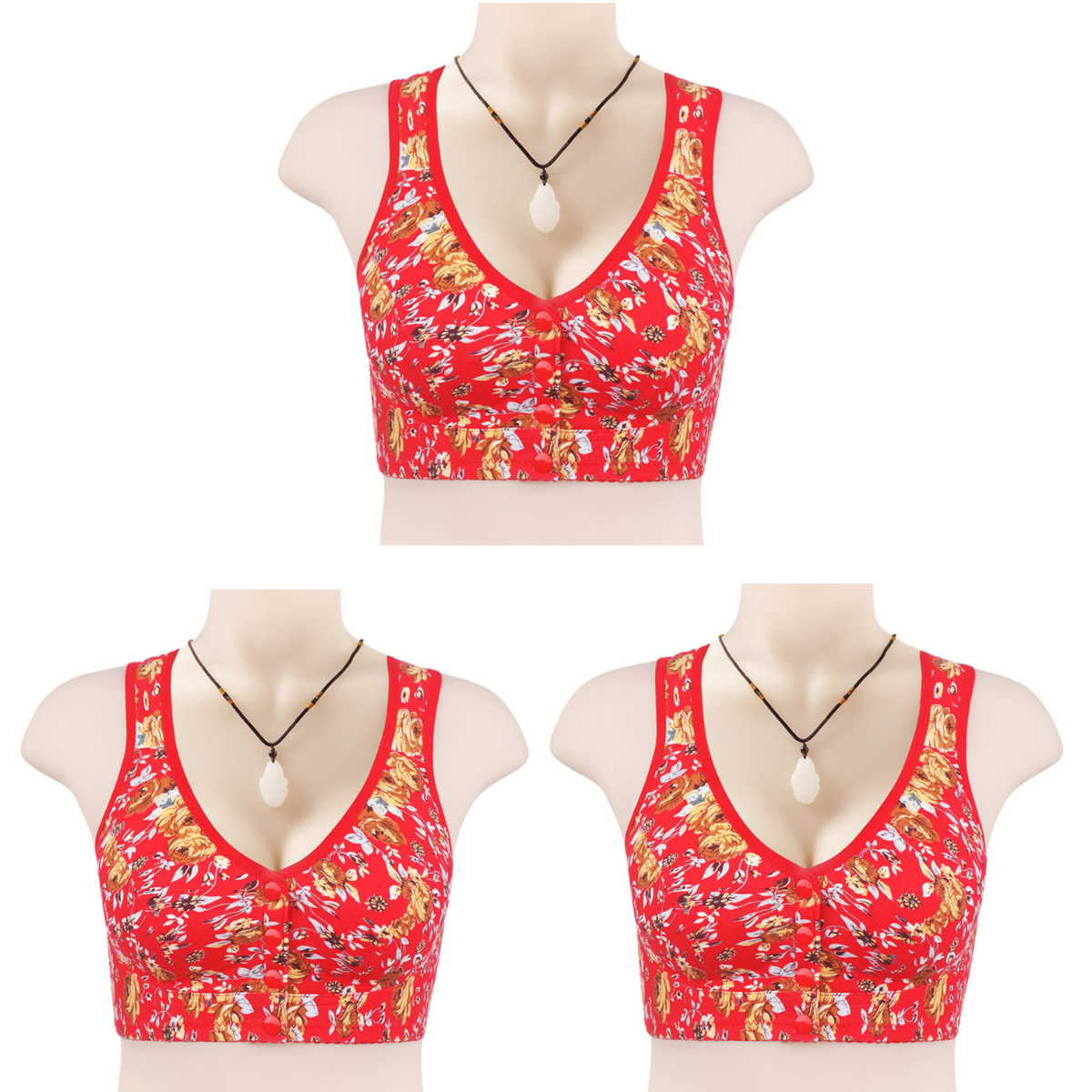 👙👙👙【Kupte 1 a získejte 2 zdarma】Nová podprsenka s měkkým předním potiskem, velká velikost podprsenka bez ocelových kroužků pro lidi středního a staršího věku