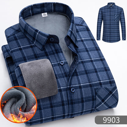 🔥Зимна разпродажба - 50% отстъпка👔Есенно-зимна топла бизнес риза с дълъг ръкав