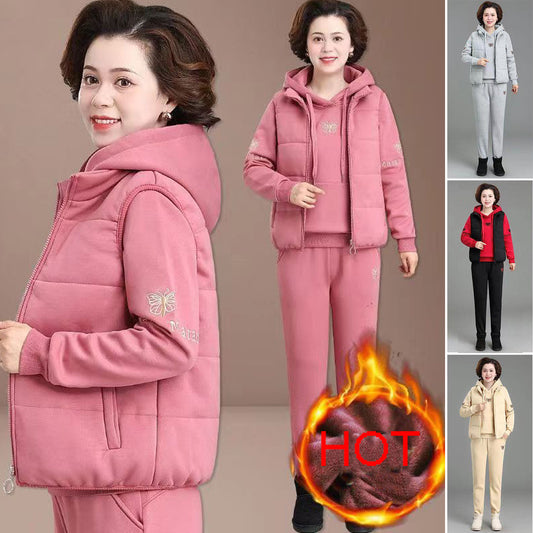 【M-4XL】🌺2025 novi ženski tridelni komplet za prosti čas (Majica s kapuco + majica s kratkimi rokavi + hlače)