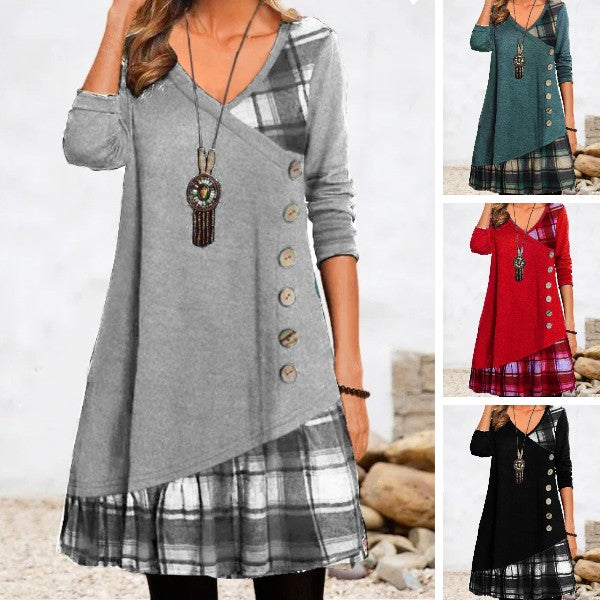 👗【Sleva -50%🔥】Dámské ležérní šaty s dlouhým rukávem a kontrastními detaily. Nové modely pro rok 2025