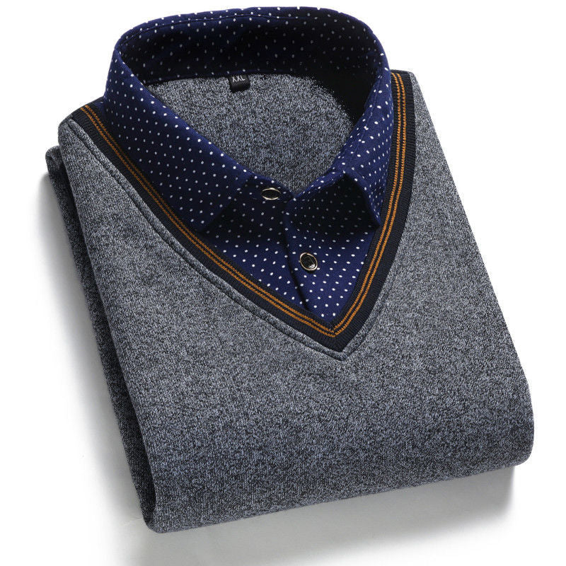 🔥【50 % popust 1】👔 [M-4XL] Moška pletena srajca in žamet za zgostitev, ki ohranja toploto