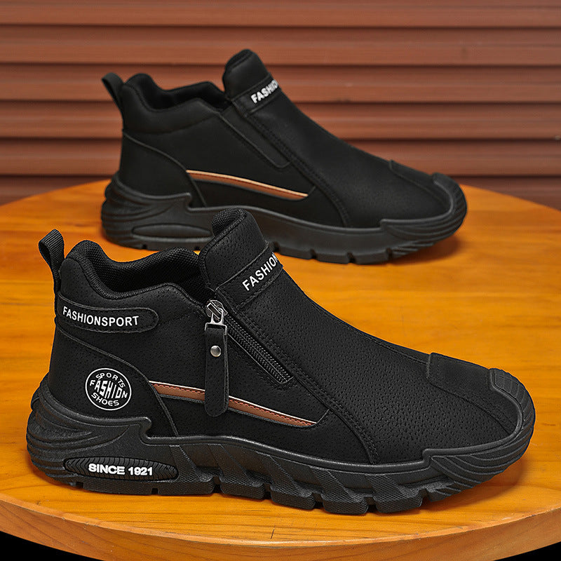 🔥【39-44】Нови мъжки модерни ежедневни обувки от 2025 г. с цип, неплъзгащи се и издръжливи, подходящи за работа, дейности на открито и защита