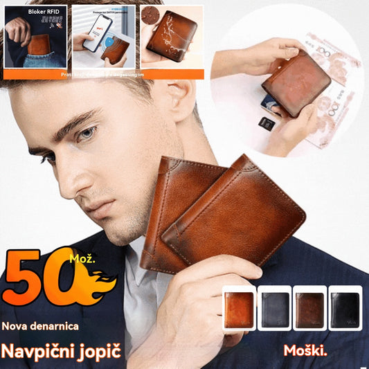 ✨ Nova moška protikradna denarnica iz pravega usnja