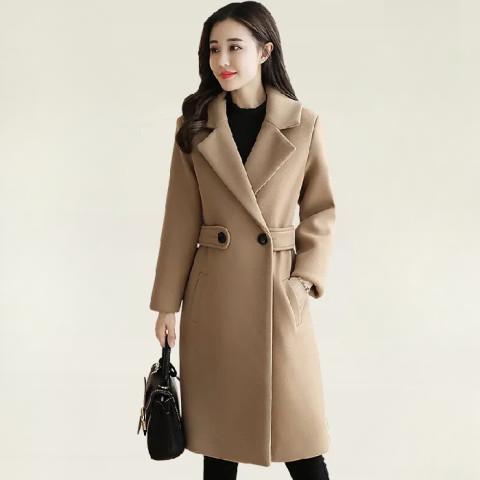 🍂 【M-4XL】🧥2025 Podzimní/zimní vlněný kabát střední délky, úzký střih, pro ženy, zesílený vlněný kabát, teplý a stylový