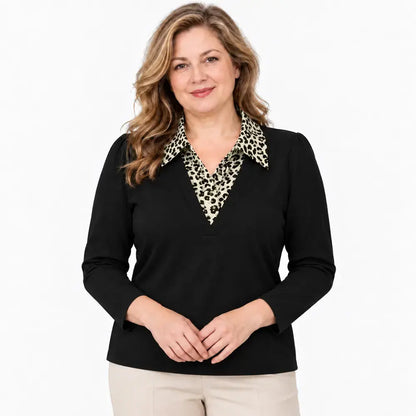 👚✨【M-5XL】Dámska blúzka s dlhými rukávmi – efekt dvoch vrstiev, na jeseň, vo veľkých veľkostiach, pre mamičky, elegantná