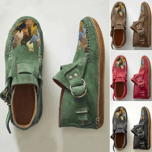 ✨👢【35-43】Nové jesenné ploché vysoké čižmy, ležérne členkové čižmy z mäkkej kože so zipsom