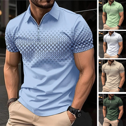 👕【S-5XL】Мъжка тениска с поло яка за лятото, подходяща за ежедневно носене, ласкае фигурата и подчертава линията на раменете и пропорциите.