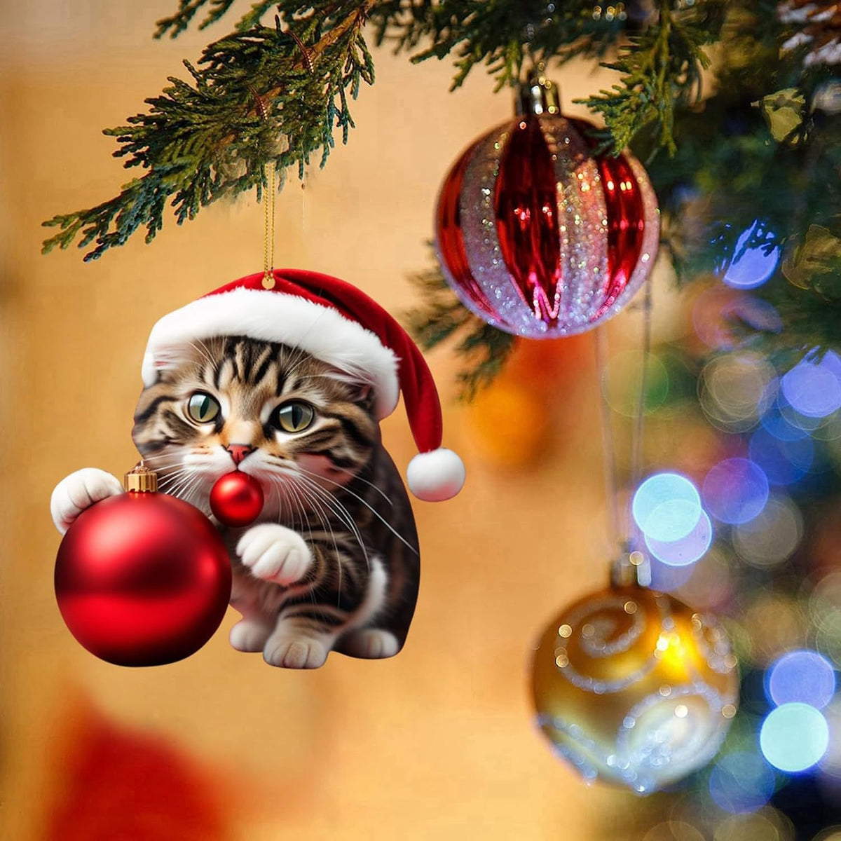 【Promocija - 50 % popust】🎄10 kosov😻 Okraski za božično drevo Katie. Viseči mačji dodatki-avtomobilski dodatki