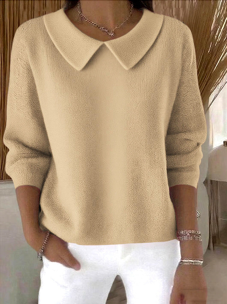 Cómoda camiseta de manga larga con cuello en V para otoño e invierno.