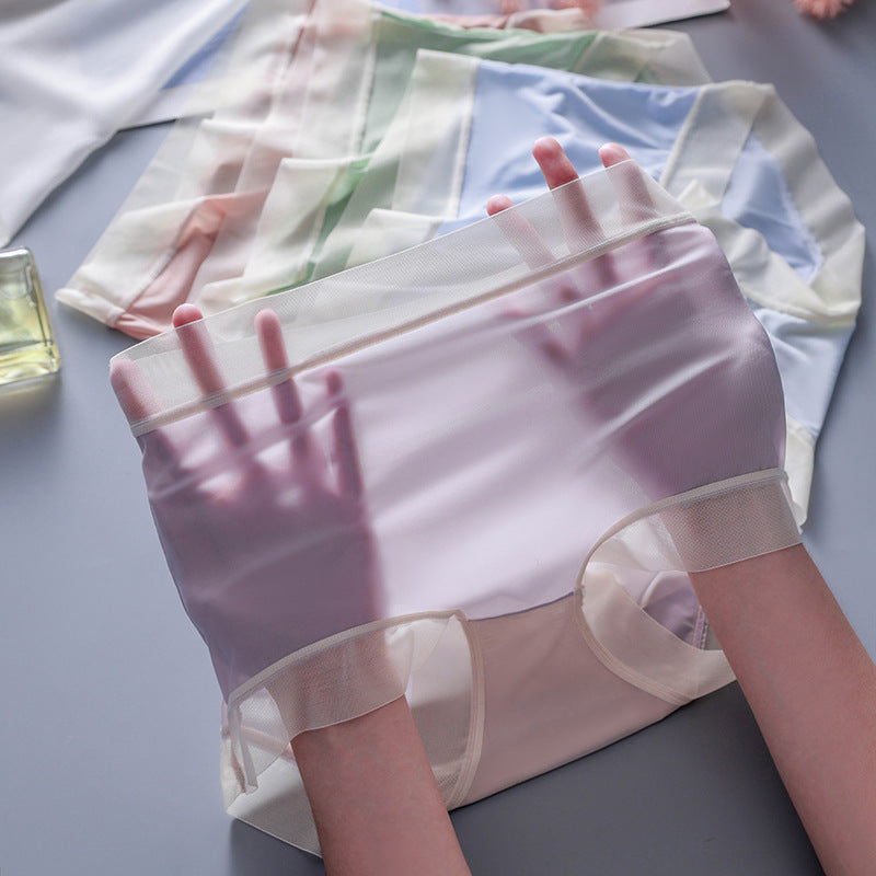 🌹🌹🌹(6 kosov) Žensko spodnje perilo iz ledeno modre svile z visokim pasom