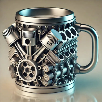 🎁☕ Чаша за кафе от неръждаема стомана Creative Engine V6V8, механичен дизайн