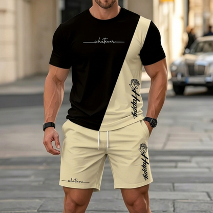 ✨【Pago contra entrega】Conjunto deportivo de verano de 2 piezas para hombre: camiseta de manga corta y pantalones cortos cómodos, ideales para uso casual y estar en casa.