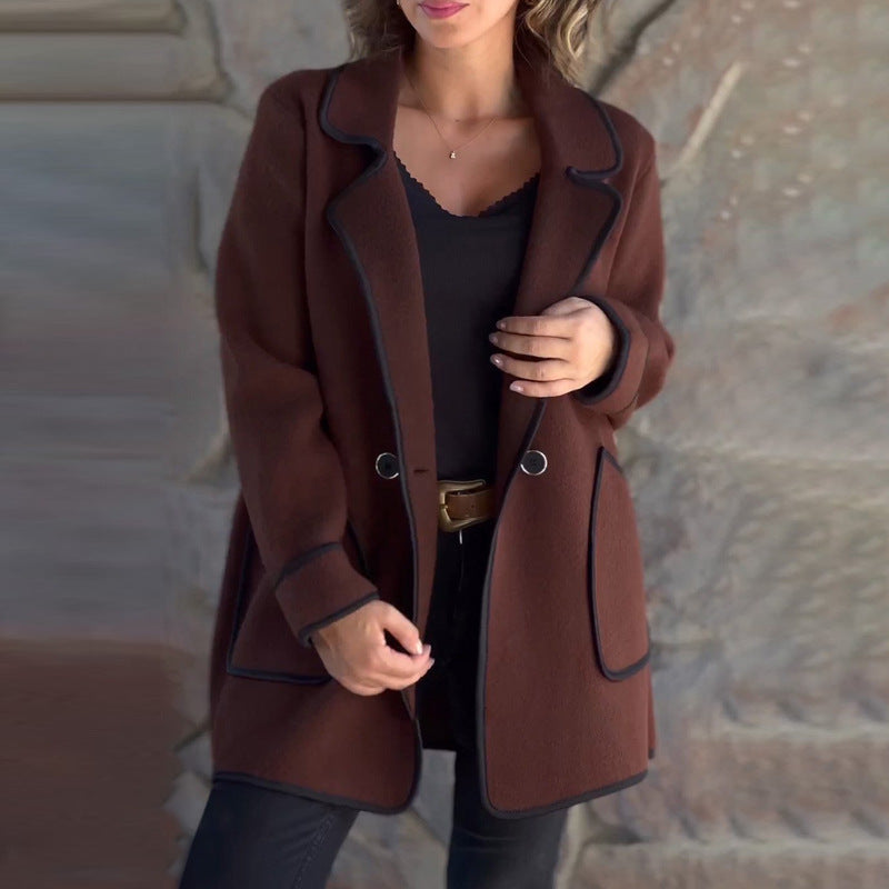 💥【50% sleva】【S-5XL】Nový elegantní oboustranný vlněný kabát s límcem ve tvaru saka