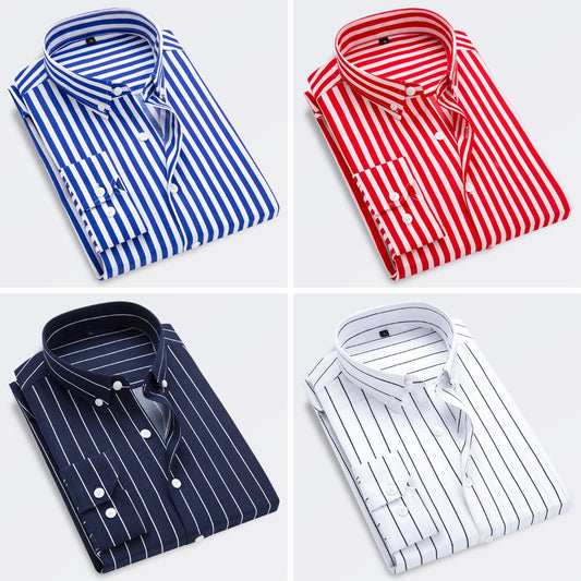 🔥👕【M-5XL】Męska biznesowa koszula w paski z długim rękawem 2025