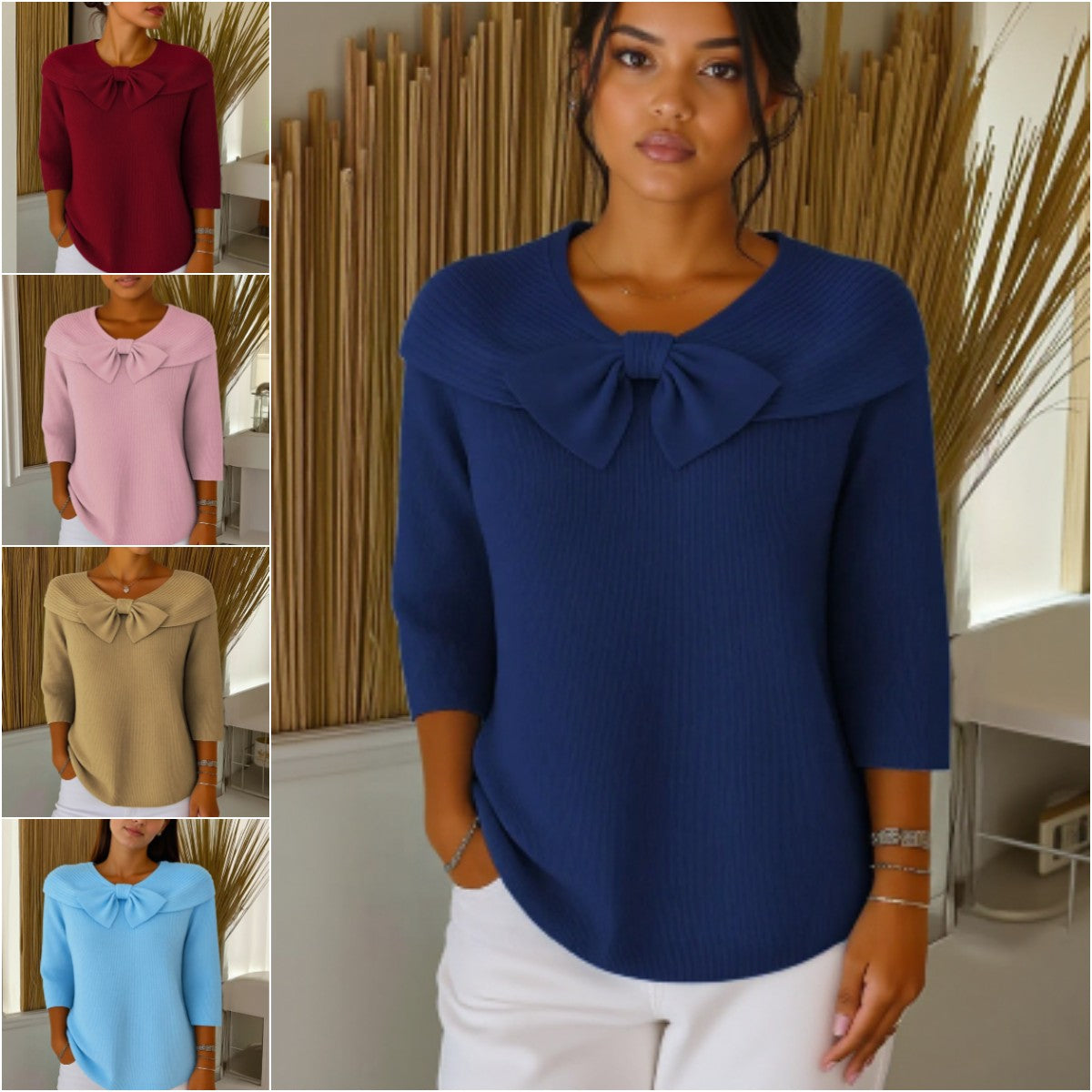 🔥【Zľava 50%】【Veľkosti S-5XL】Nový sveter s dlhým rukávom vo francúzskom štýle, ľahko sa kombinuje