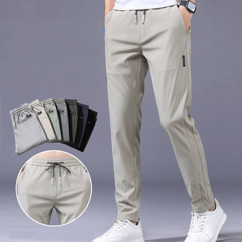 🔥【Cumpără 1, primești 1 gratuit】【40-115 kg】🔥Pantaloni elastici din mătase glacială pentru bărbați, noi vara 2025