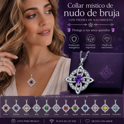 🔮💞Collar místico de nudo de bruja con piedra de nacimiento ✅️Pago contra entrega