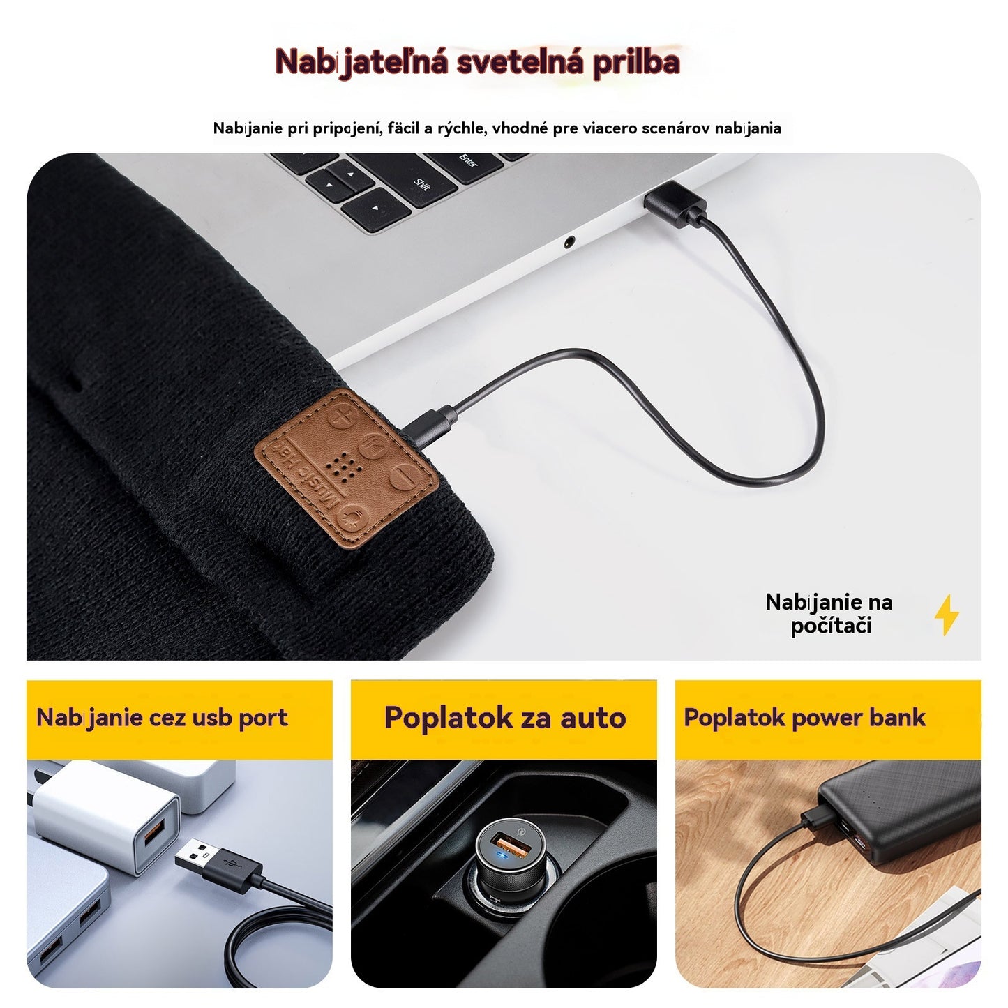 🔥50% zľava🔥🧢Nabíjateľná LED čiapka s Bluetooth，Zostaňte v teple💡