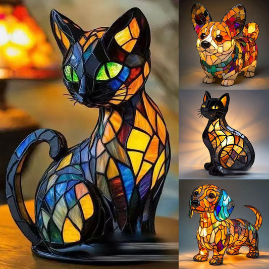 ✨Novinka✨ Pryskyřičné ozdoby, LED noční světla, umělecké sochy zvířat, kreativní bytové dekorace, dekorace na stůl, s USB rozhraním a vypínačem